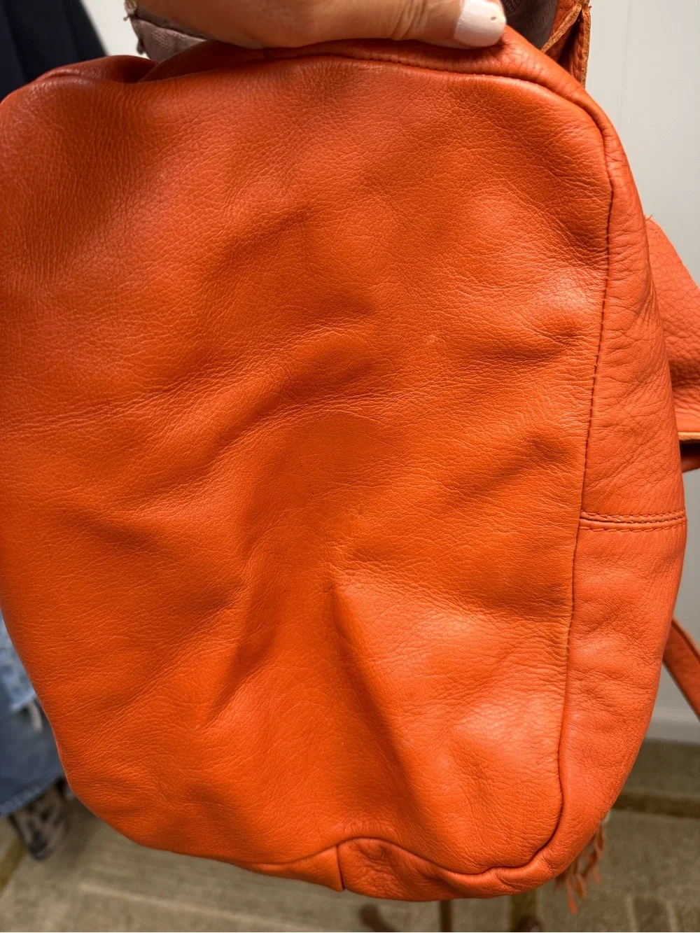 Nardelli Burnt Orange Soft Italian Leather Unstructured Hobo Shoulder Bag